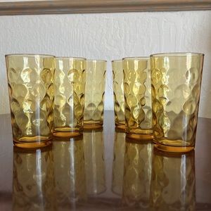 Hazel Atlas Amber “El Dorado” Dot Mid-century Glasses Set of 6